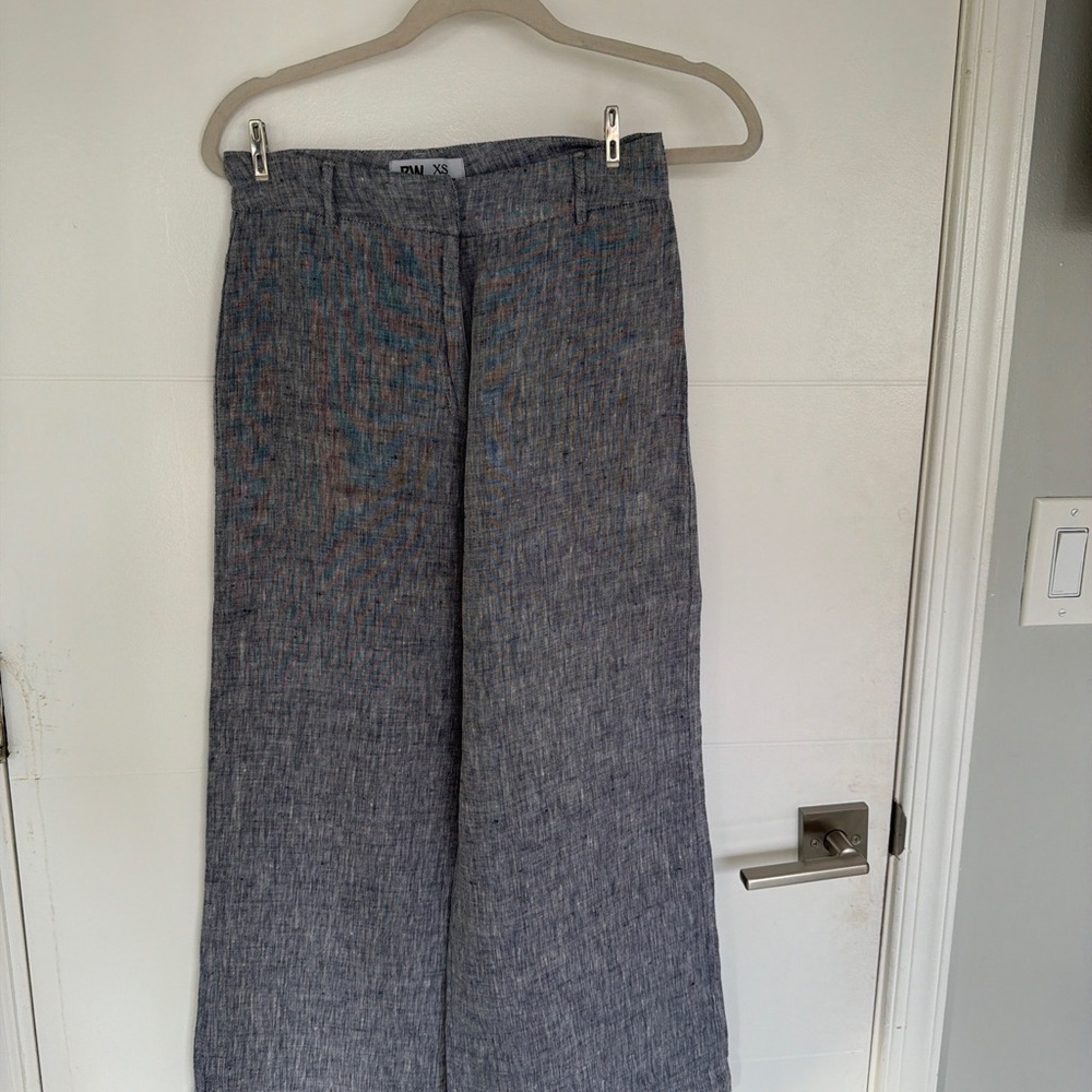 Gray Linen Blend Pants